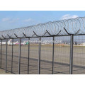 Airport fence with razor barbed wire